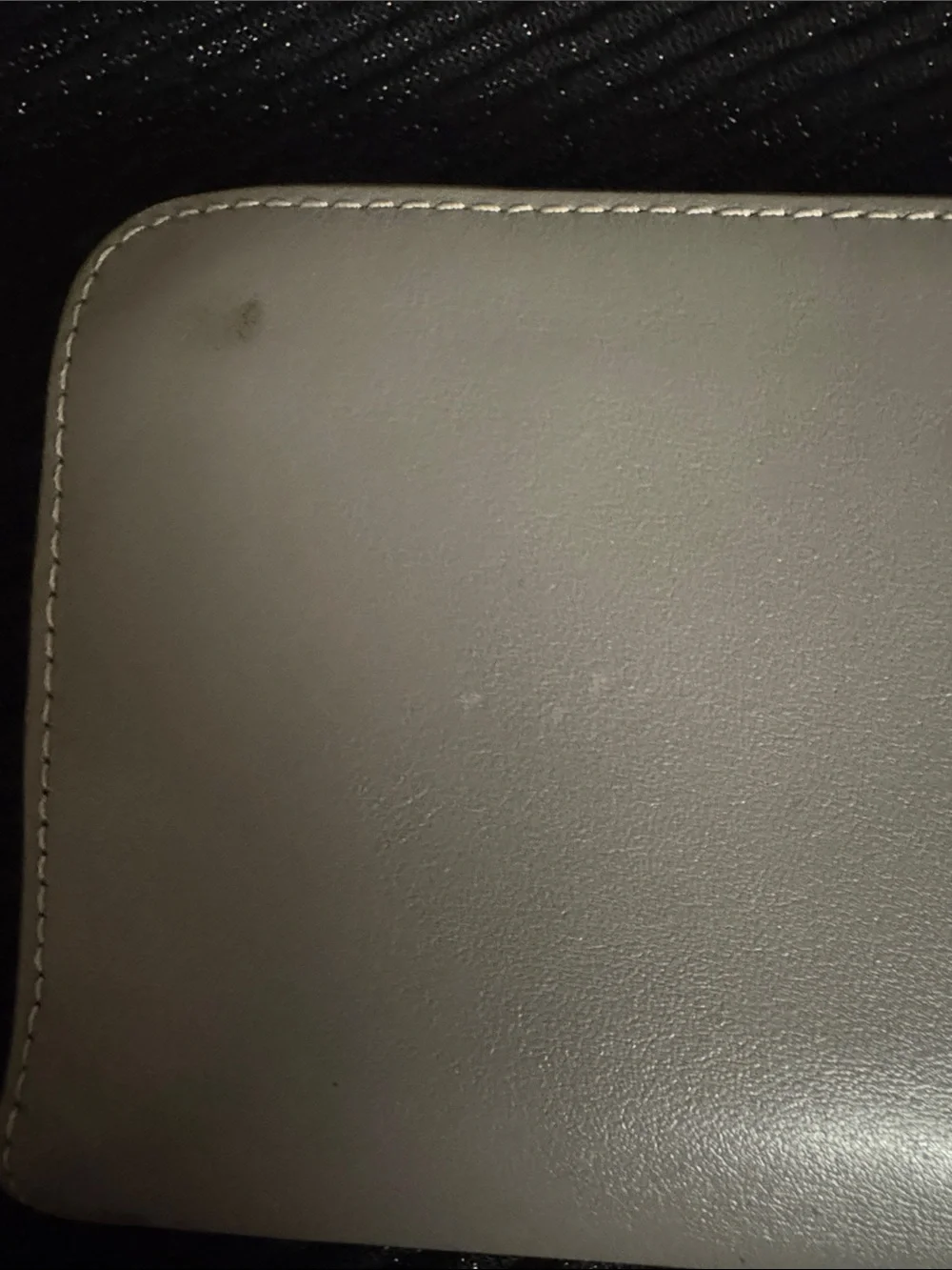 Coach Light Gray Leather Bi-fold Wallet with Zipper and Silver Hardware